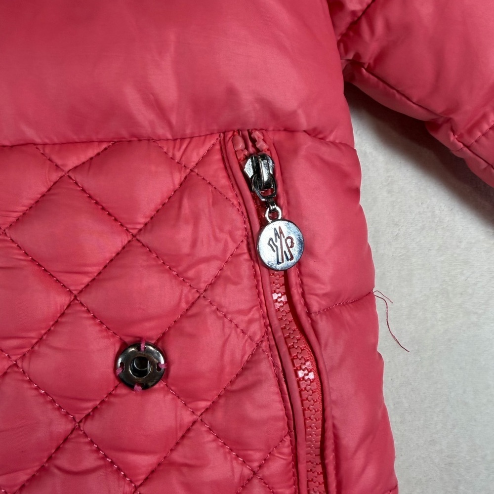 Moncler Pink Quilted Kids Size XL US 5T Jacket with Fur Trim Luxury Designer - Picture 4 of 11